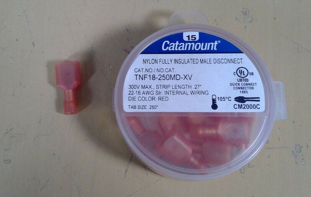 Thomas & Betts 11 Catamount TNF18-250MD-XV Nylon Insulated Male Disconnect    4D