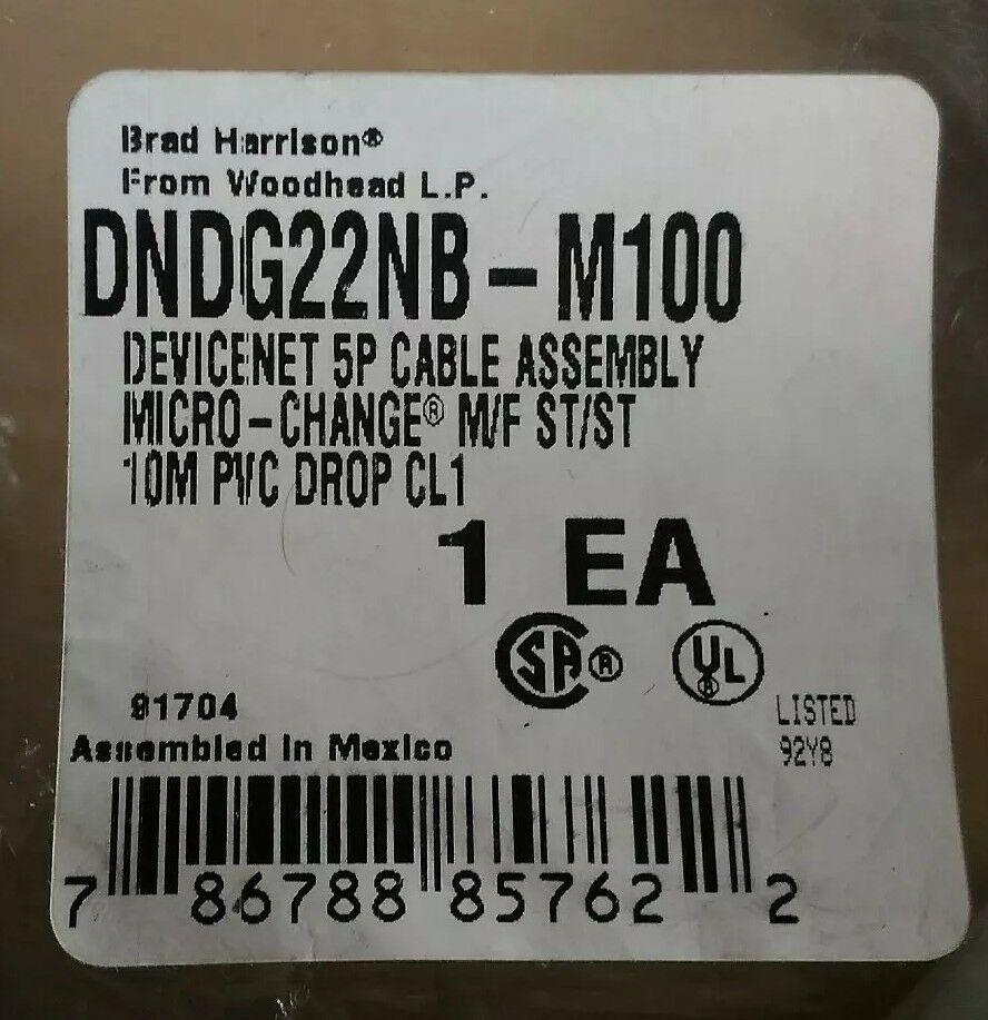WOODHEAD CONNECTIVITY/ BRAD HARRISON DNDG22NB-M100 CABLE ASSEMBLY             5E