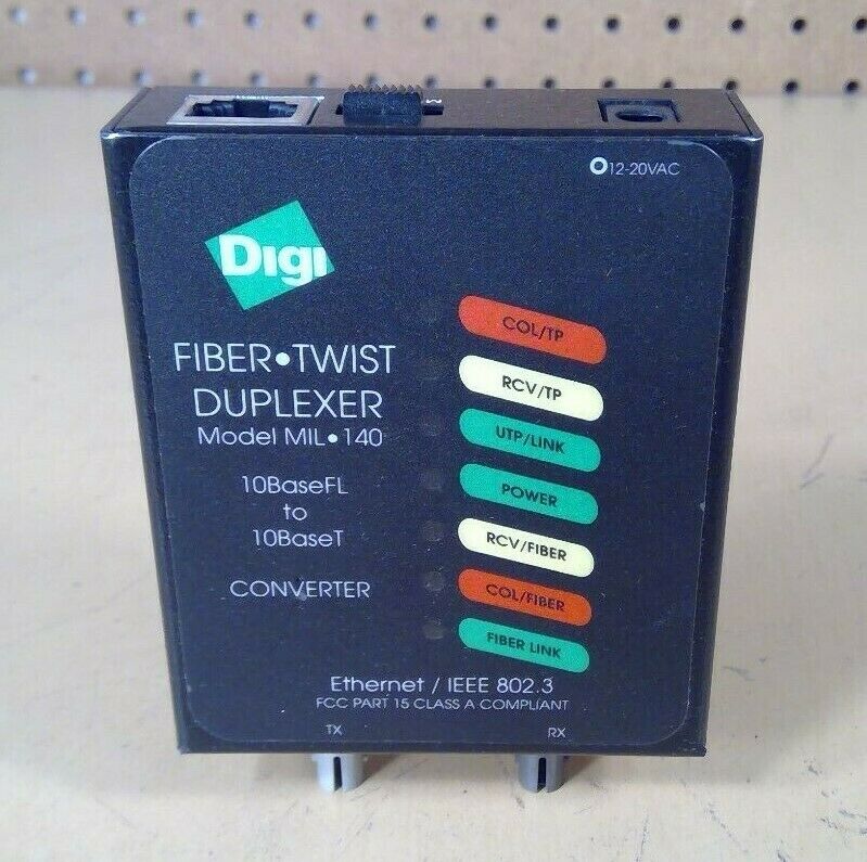 Digi Fiber-Twist Duplexer MIL-140 10BaseFL to 10BaseT Converter             3D-1