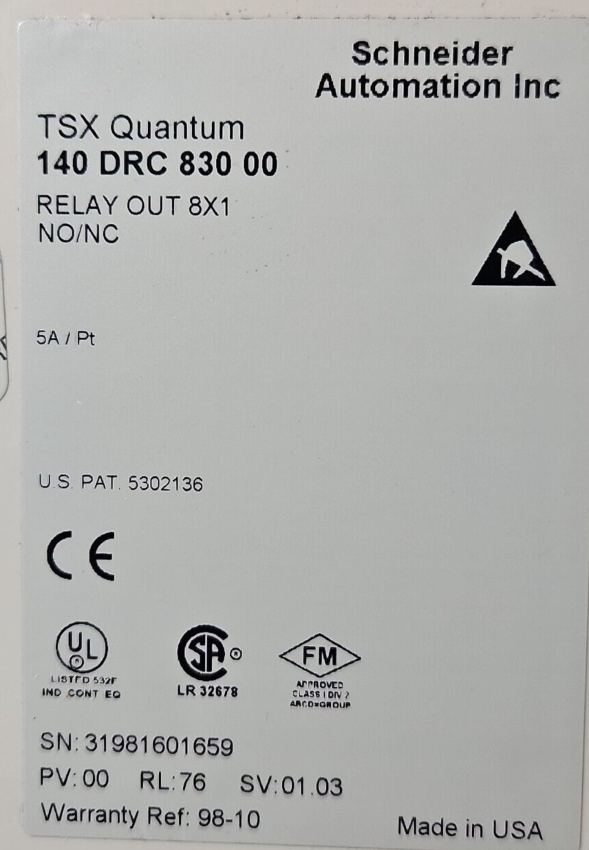 Schneider 140 DRC 830 00 RELAY OUT TSX QUATUM.   Loc3E30