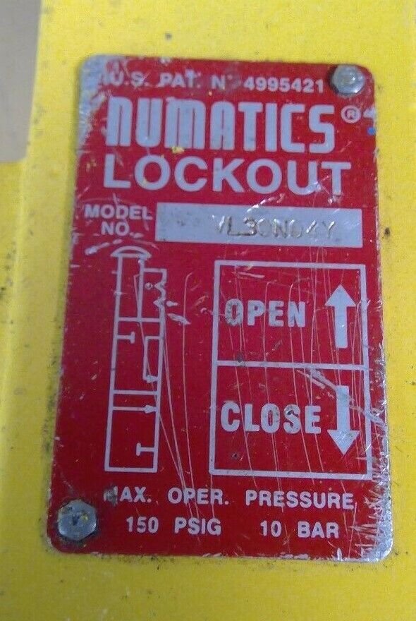 Numatics VL30N04Y Pnuematic Lockout Vavle ( 4995421 )                         6E