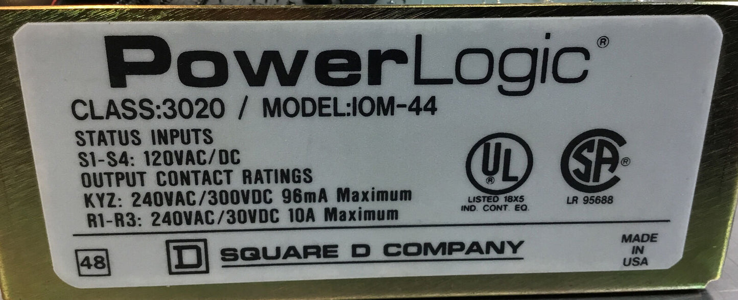 SQUARE D  3020 / IOM-44 POWERLOGIC I/O MODULE     4H