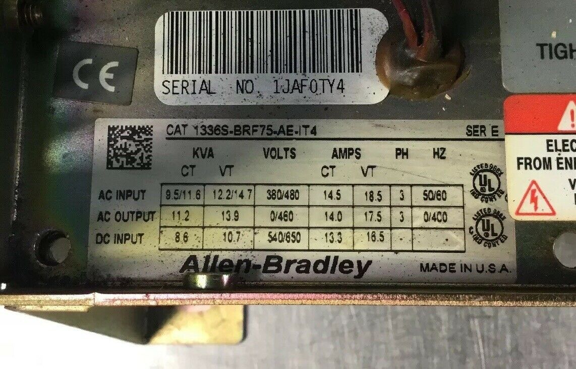 ALLEN BRADLEY 1336S-BRF75-AE-IT4 /E 1336 PLUS AC DRIVE 480VAC    Loc.1A