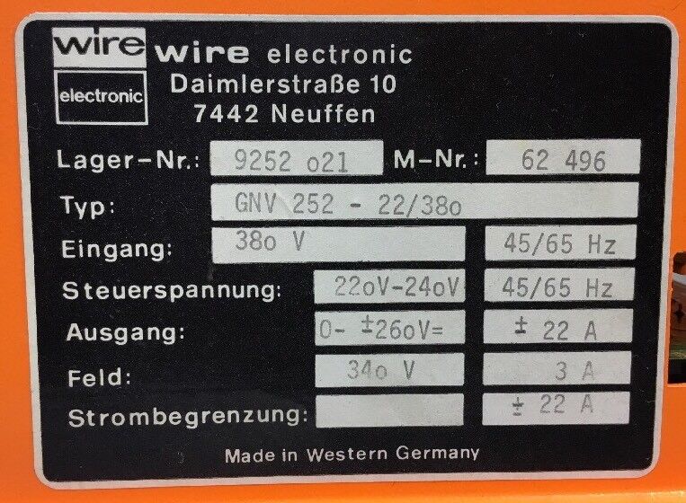 WIRE ELECTRONIC GNV 252-22/380 9252021 380V AC Drive    1E