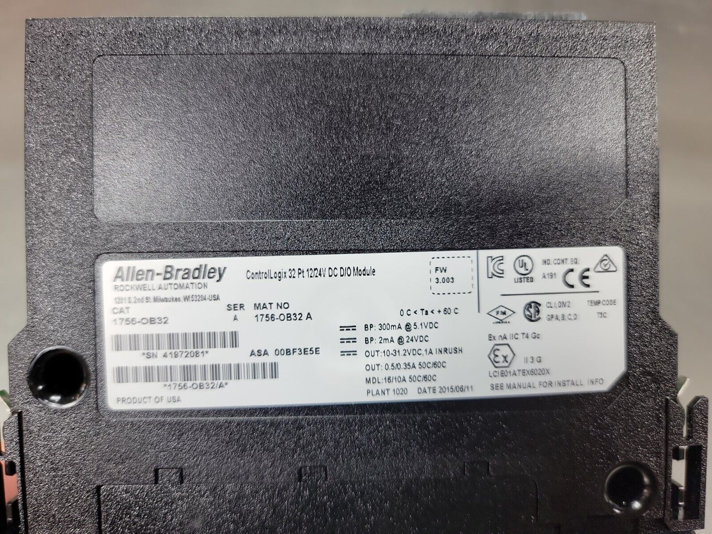 Allen Bradley 1756-OB32/A ControlLogix 32Pt Digital Output Module TBE A loc.3D16