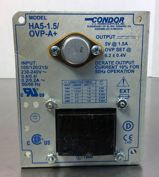CONDOR HA5-1.5/OVP-A+ DC POWER SUPPLY 5V 1.5A    4E-5