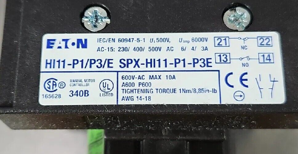 EATON HI11-P1/P3/E SPX-HI11-P1-P3E Disconnect Switch                   Loc 4E-16