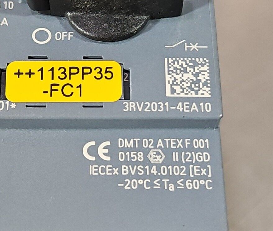 SIEMENS SIRIUS 3RV2031-4EA10 MOTOR CONTROLLER CIRCUIT BREAKER.             4E-18