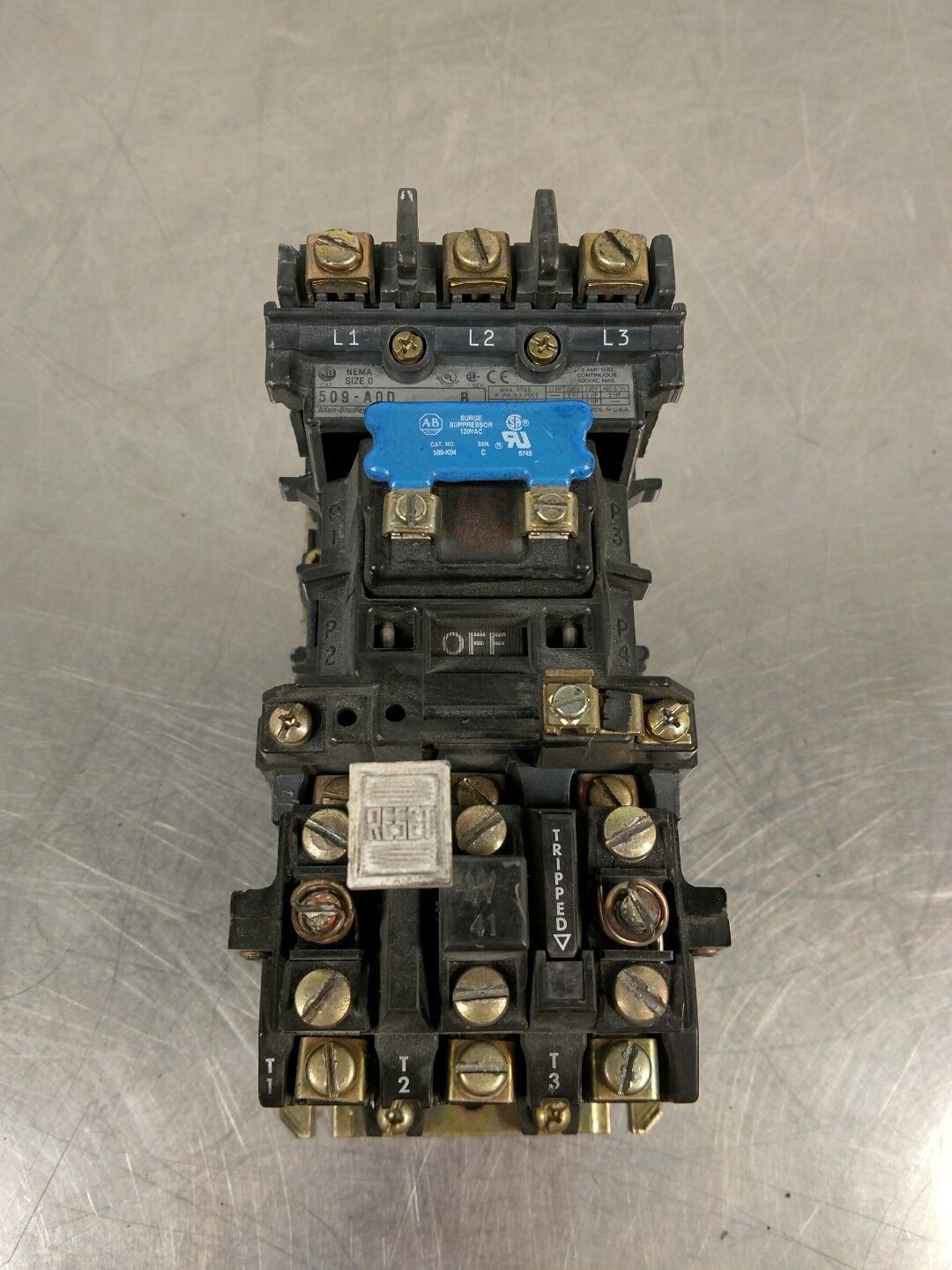 ALLEN-BRADLEY 509-A0D SERIES B SIZE 0 STARTER, 18AMP 600VAC                4E-10