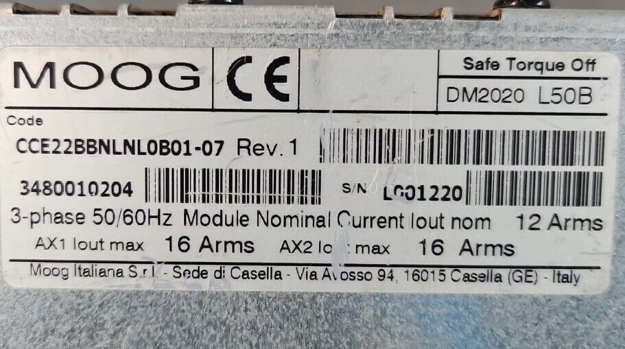 MOOG DM2020 L50B Module 3-phase 50/60 Hz Module                            Loc3F