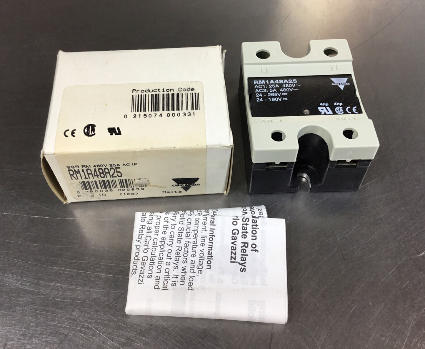 CARLO GAVAZZI  RM1A48A25  Solid State Relay 480V 25A    4H