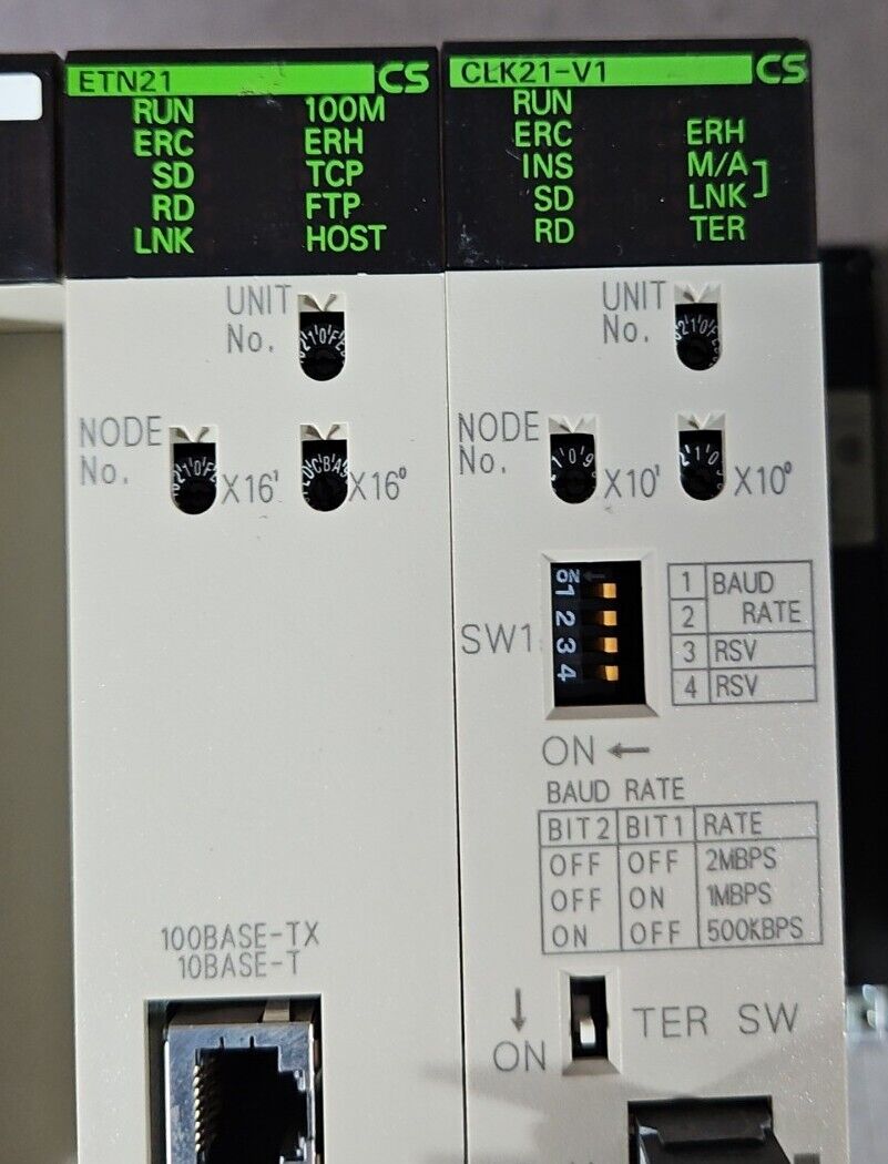 OMRON CS1W-BC083 / CS1G-CPU45H / PA204/ CLK21-V1 / ETN21 / OD262 / ID261.  3A-23