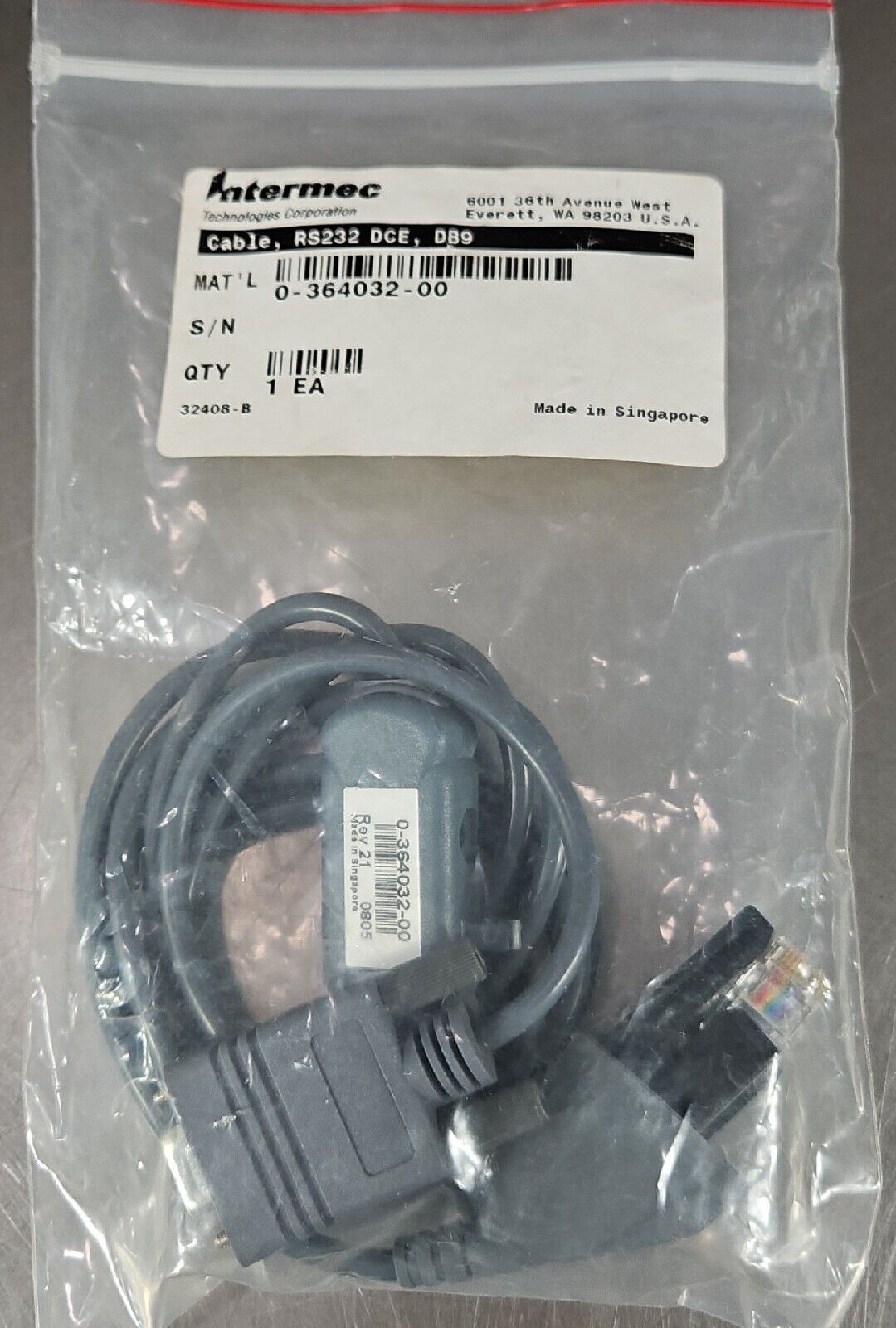 INTERMEC 0-364032-00 Cable RS232 DCE, DB9                              Loc 5E-12