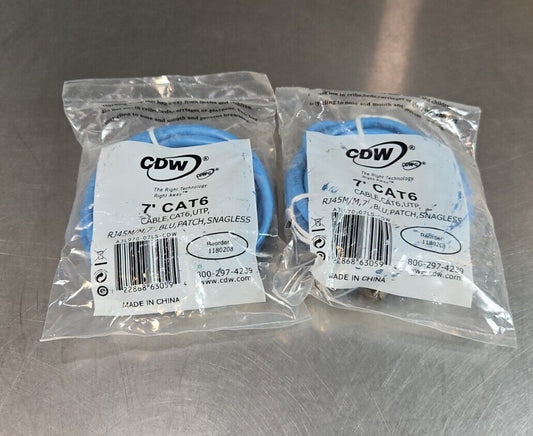 CDW Belkin 7' FT Cat 6 Snagless Patch Cable BLue - Lot Of 2.               5E-18
