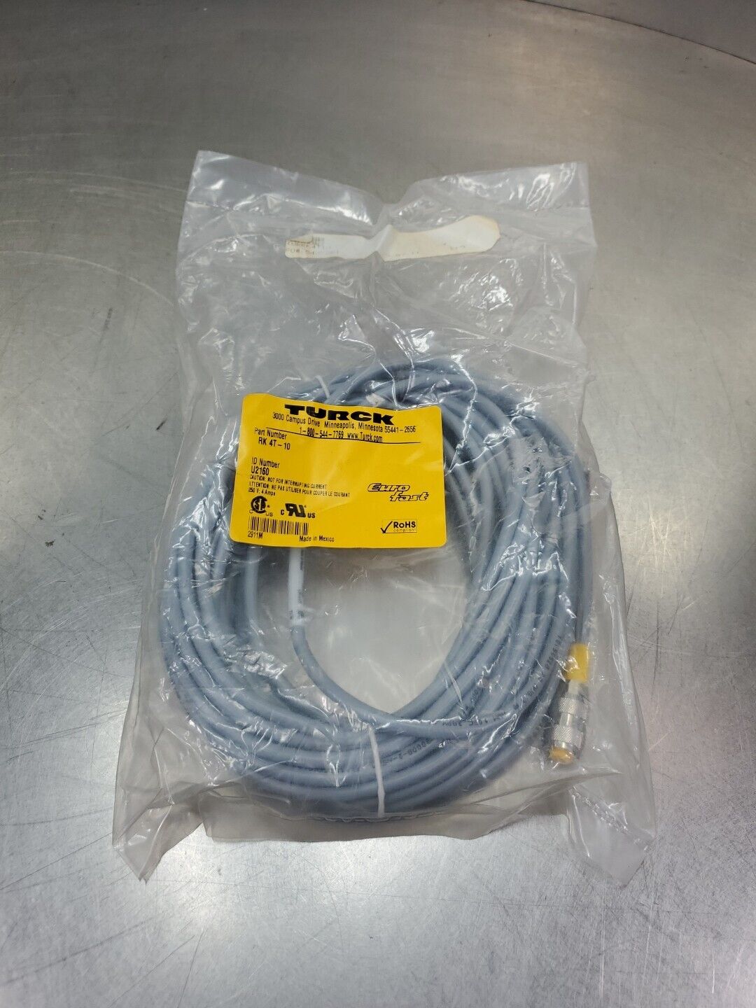 TURCK RK 4T-10 (U2160) EuroFast 250V 4A PLC Cable                          5D-16