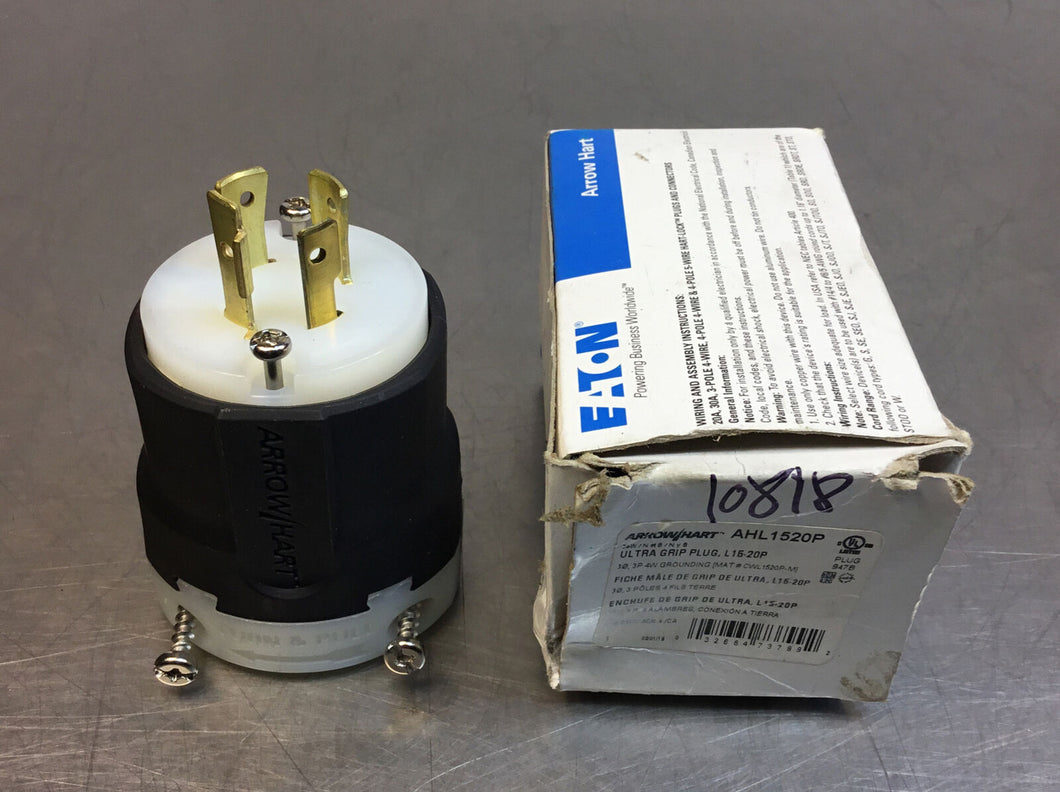 Eaton / Arrow Hart AHL1520P  L15-20P 20 Amp 250 Volt Locking Plug   4B
