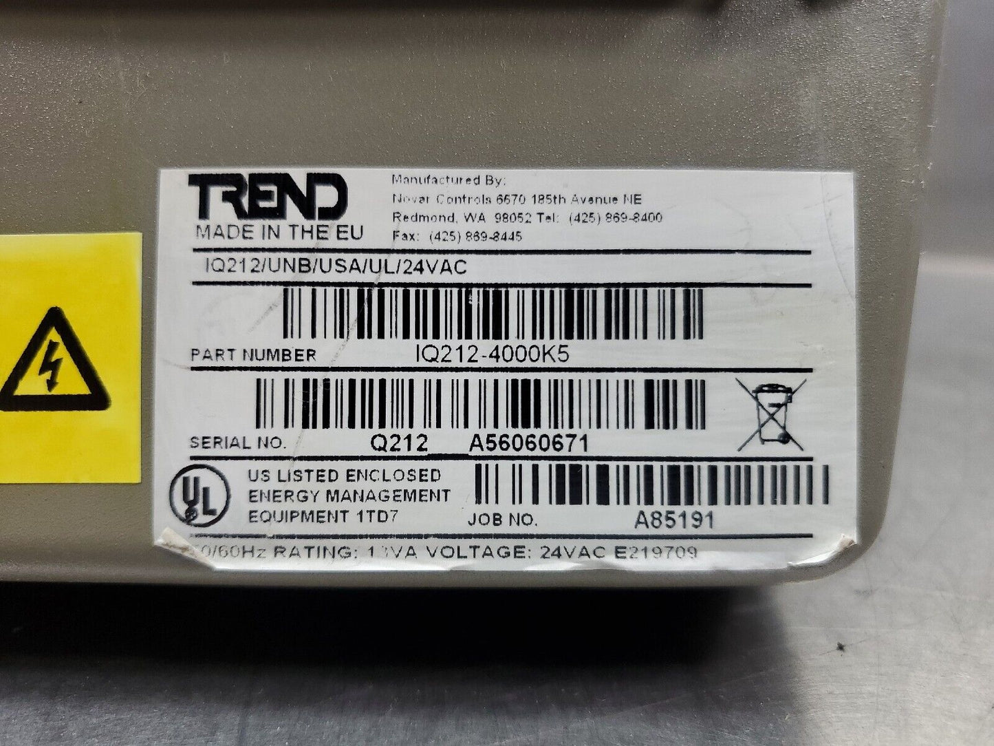 TREND IQ210 (IQ212-4000K5) 24VAC PLC CONTROLLER MODULE.                    3E-15