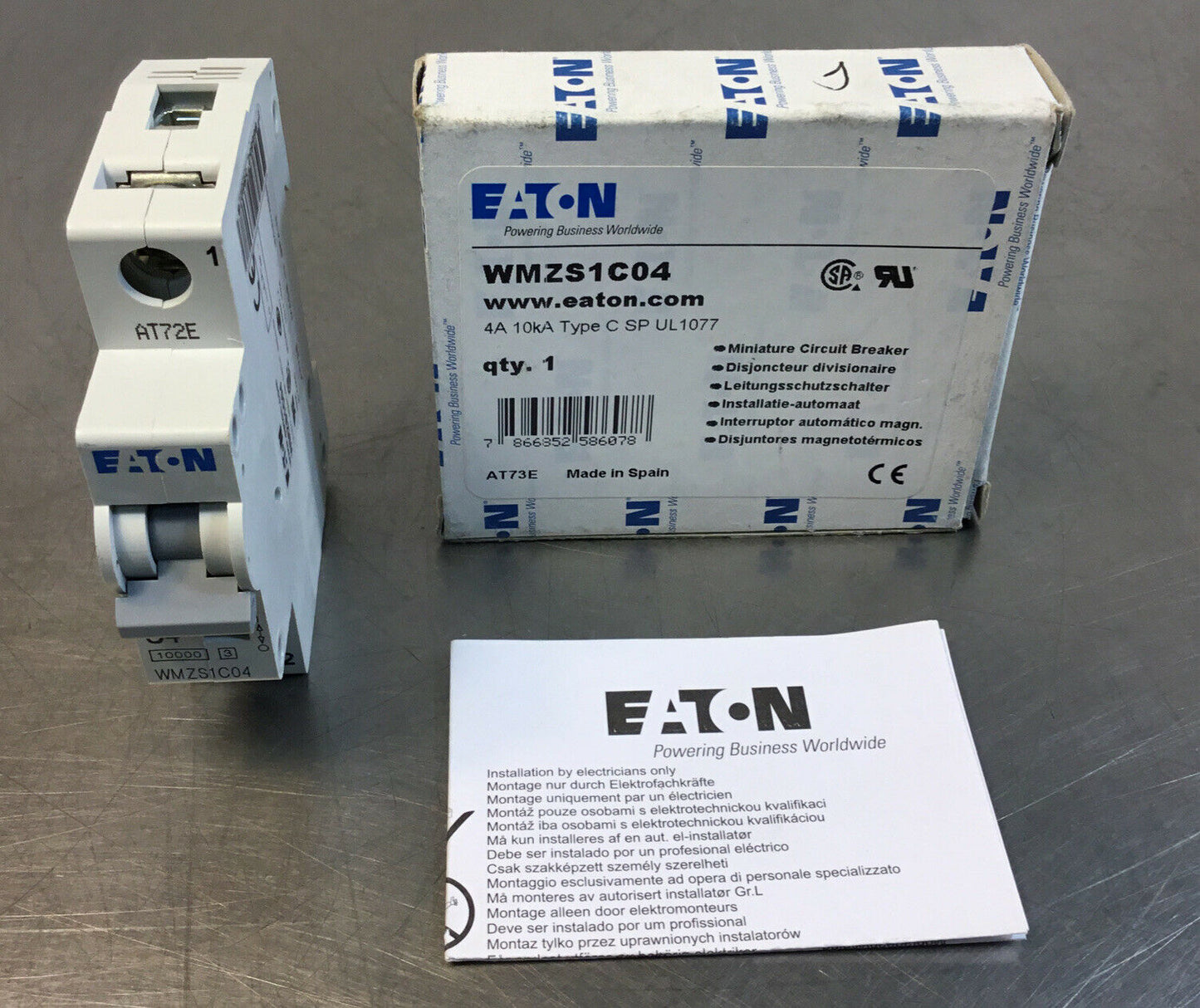 EATON  WMZS1C04  10kA 4 AMP  1-POLE TYPE C SP UL1077 CIRCUIT BREAKER   4H