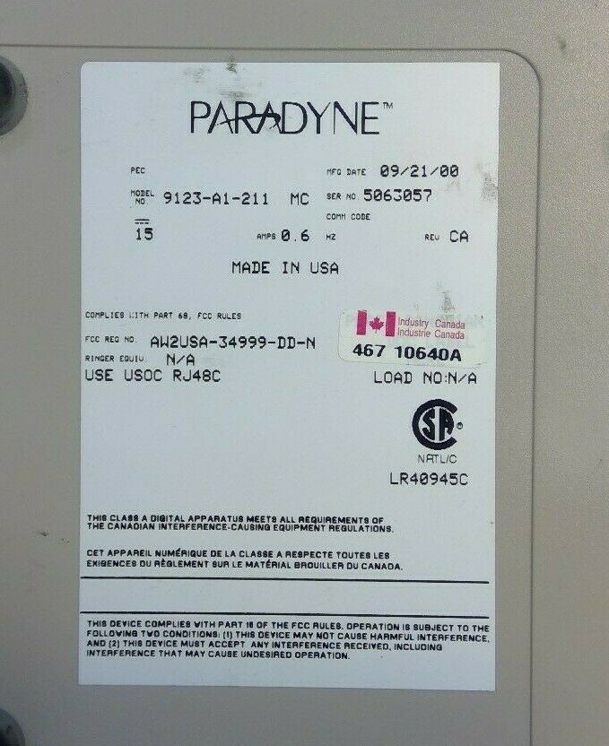 Paradyne - 9123-C Model No. 9123-A1-211 FrameSaver FLEX                       3H