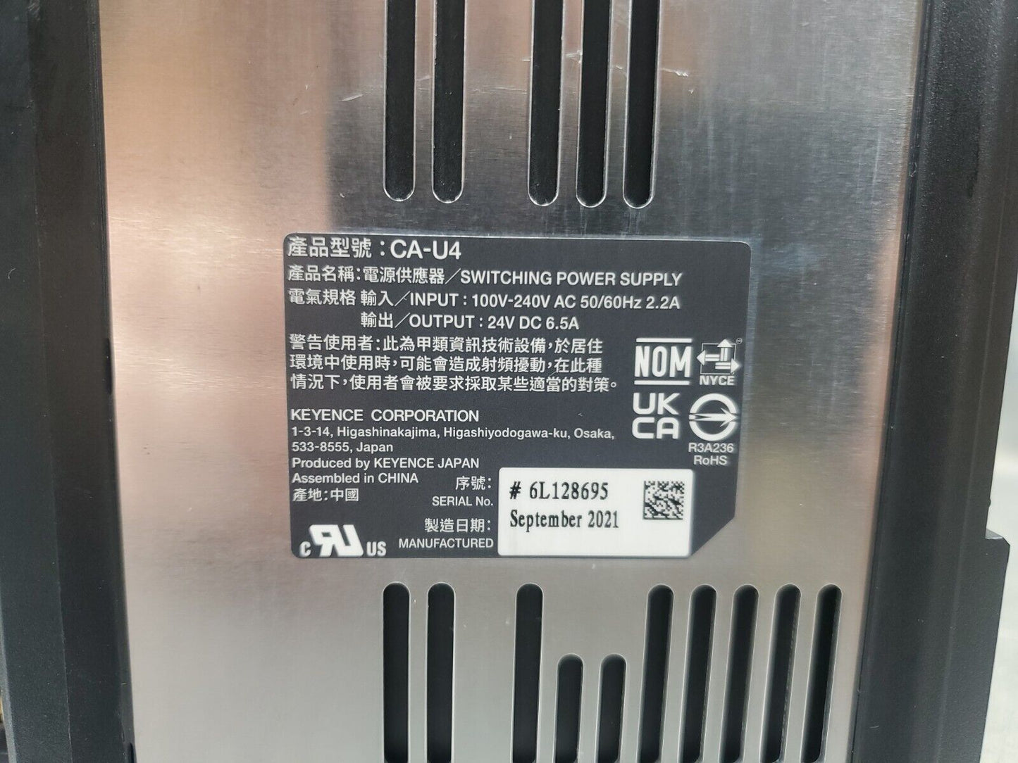KEYENCE CA-U4 24VDC 6.5A Switching Power Supply.                            3B-9