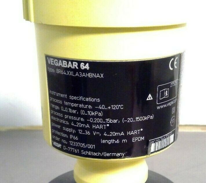 Vega - Vegabar 64 - Type: BR64.XXLA3AHBNAX Pressure Transmitter               6E