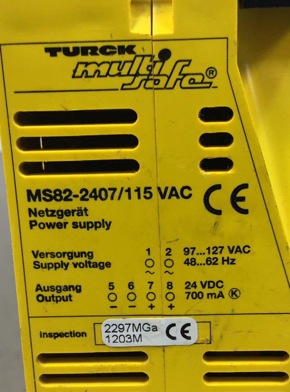 TURCK MS82-2407/115VAC  Netzgerat Power Supply Out: 24VDC 700mA   4B