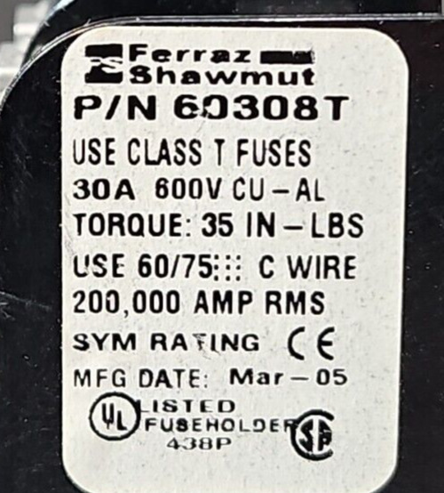 Ferraz Shawmut 60308T FUSE BLOCKS.                                      Loc4C-20
