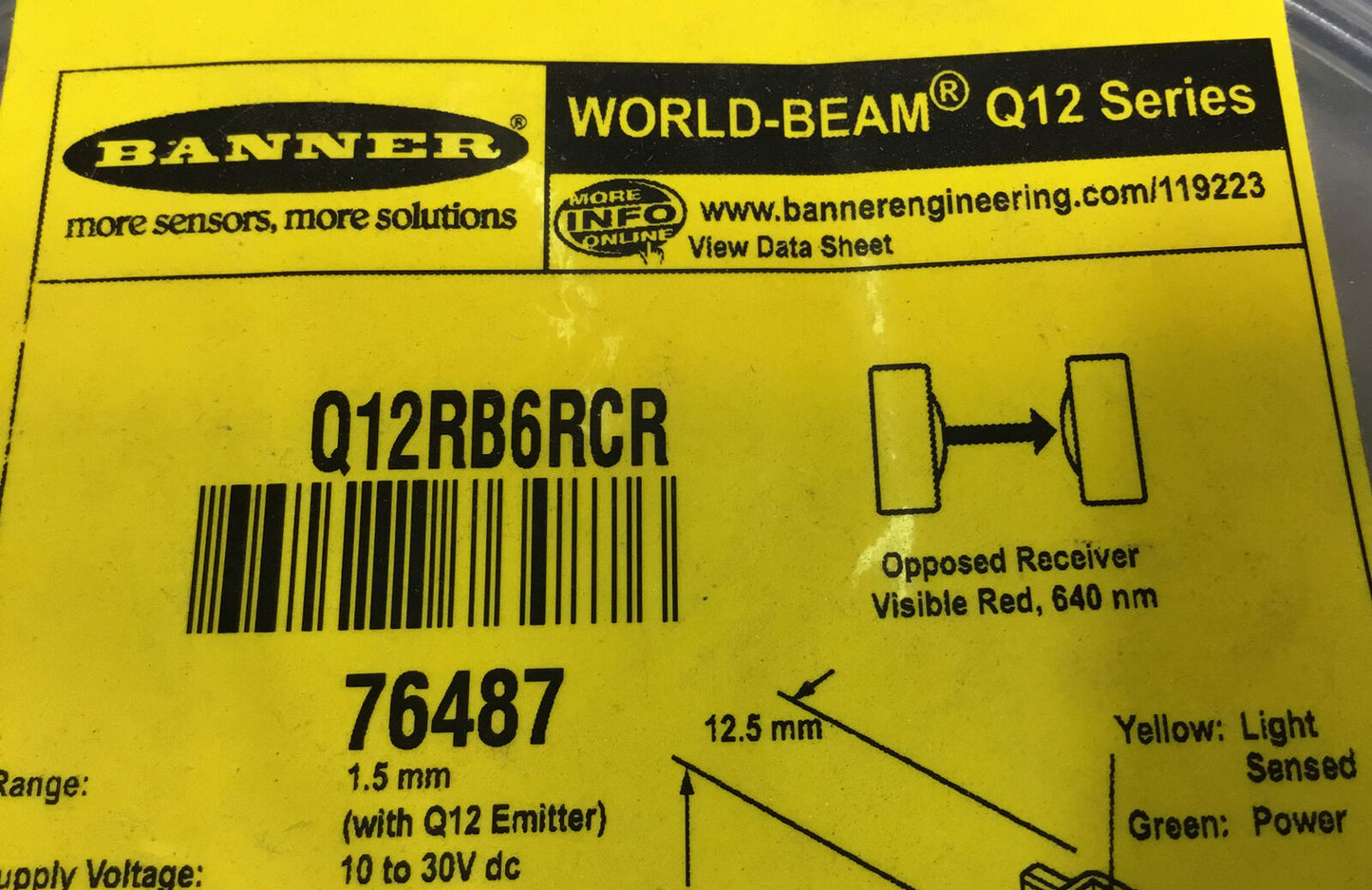 BANNER  Q12RB6RCR  /  76487  SENSOR WORLD-BEAM Q12 Series    3D-31