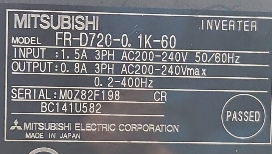 MITSUBISHI FR-D720-0.1K-60 Inverter.                                  Loc1B-20
