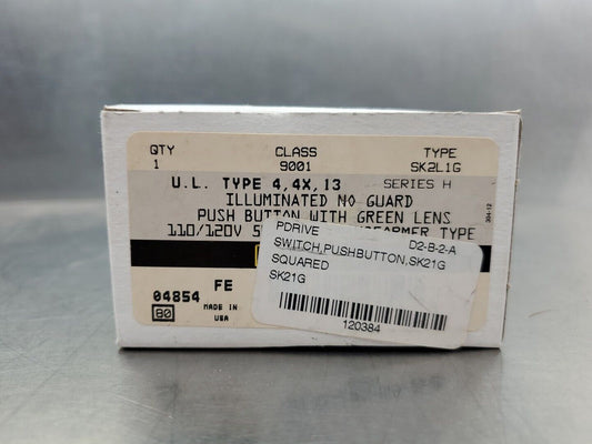 SQUARE D 9001 SK2L1G Ser. H Green Illuminated Pushbutton.                  4B-24