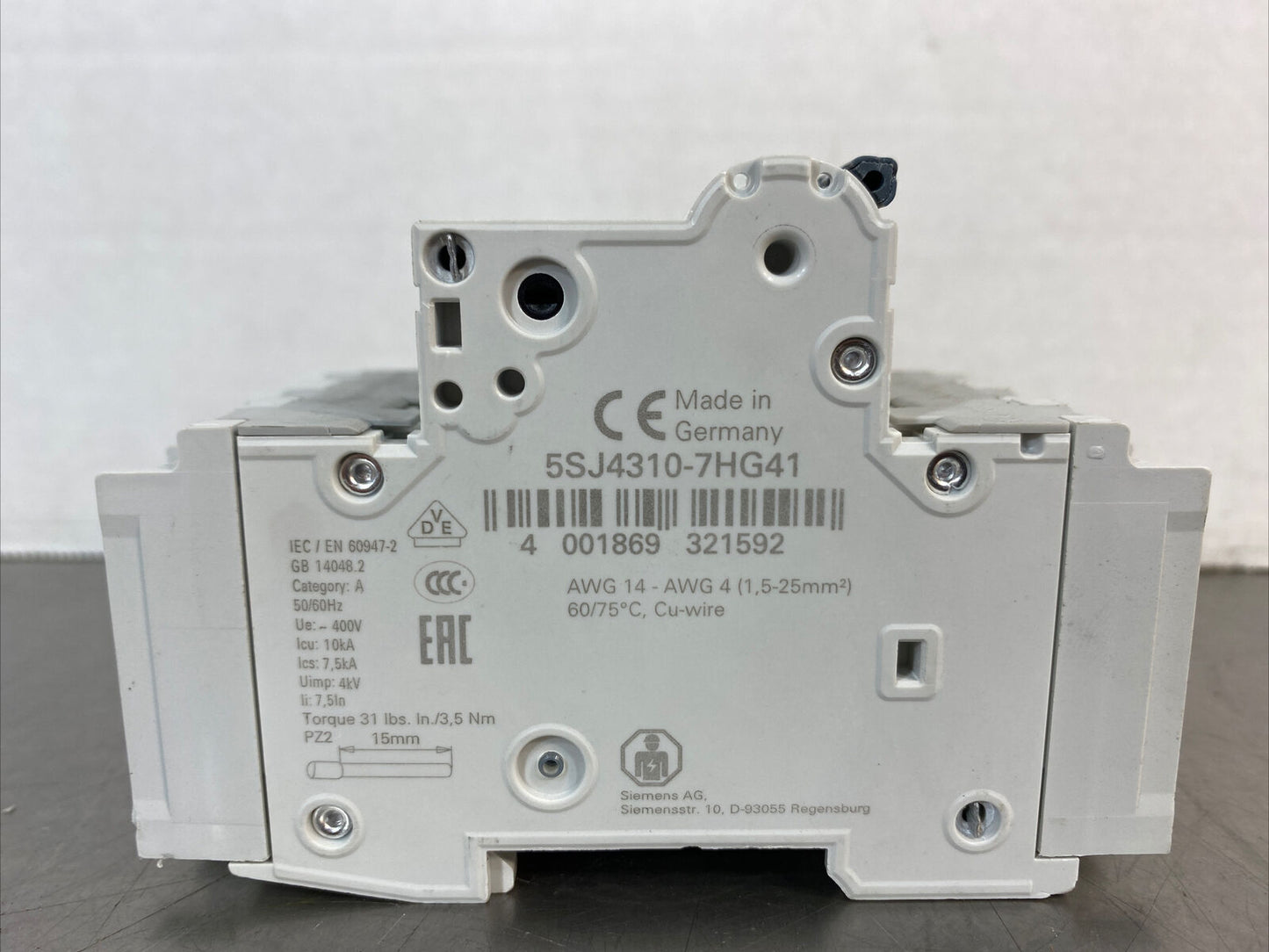 Siemens 5SJ4310-7HG41 Circuit Breaker w/ 5ST3010 Auxiliary Circuit Switch     4D