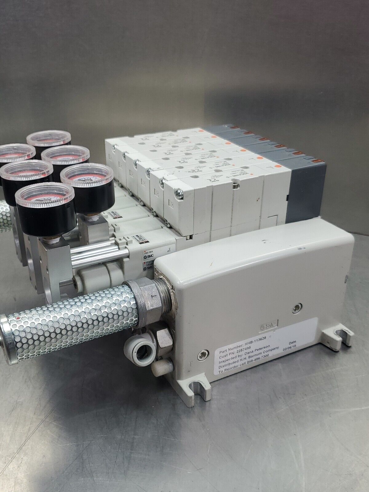 SMC HHB-113628 Manifold w/(6) VDC4100-5 Solenoid Valves & US21928 Modules  6E-10