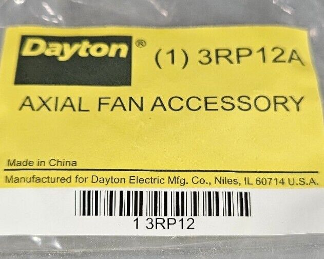 Dayton 3RP12A Axial Fan Accessory                                       Loc 5D-8