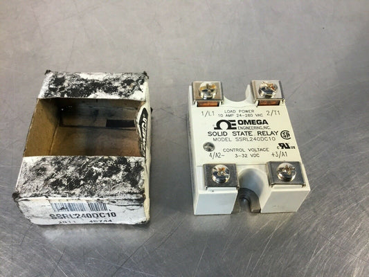 Omega SSRL240DC10 Solid State Relay Load Per. 10A 24-280VAC, Control 3-32 VDC 4B