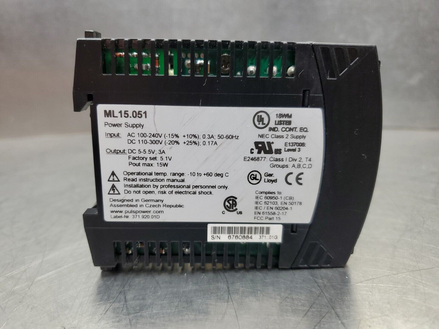 Puls Ml15.051 5V 3A DC Power Supply.                                       4E-23