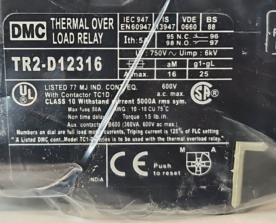 DMC TR2D12316 Thermal Overload Relay.    Loc4C22