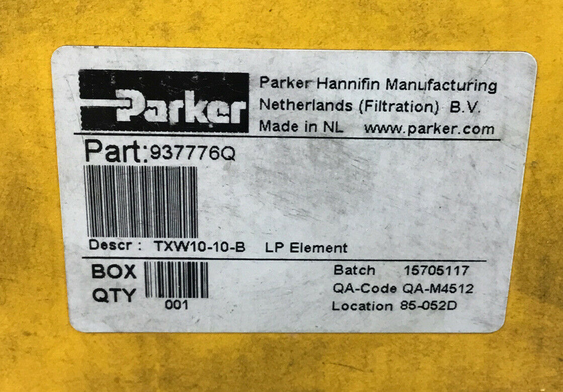 PARKER 937776Q / TXW10-10-B  10 MICRON ABSOLUTE HYDRAULIC FILTER ELEMENT.   3A-1