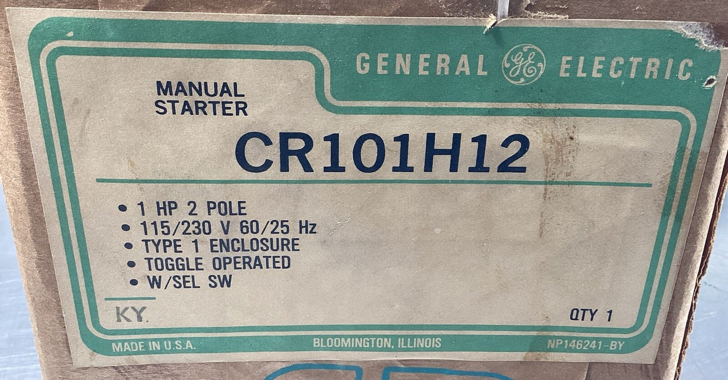 GE  CR101H12  MANUAL MOTOR COMBINATION STARTER 1 HP 115/230V 2 Pole     4D-31