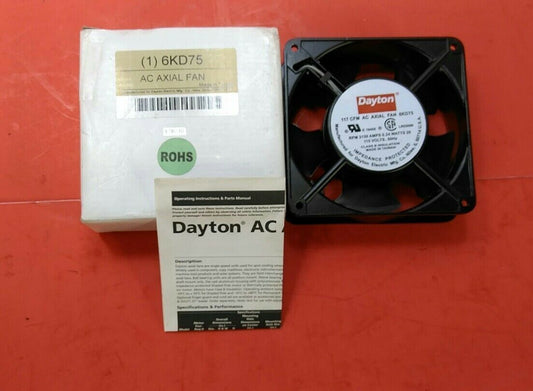 Dayton 6KD75 AC Axial Fan, 117 CFM, 3150 RPM, 115 Volts, 60 Hz 20 Watts.  1B