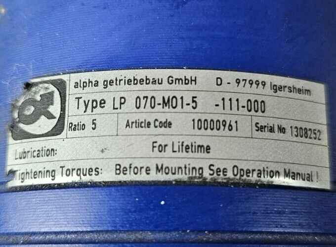 Alpha Getriebebau Servo Motor Wittenstein LP-070-M01-5.     6E-8