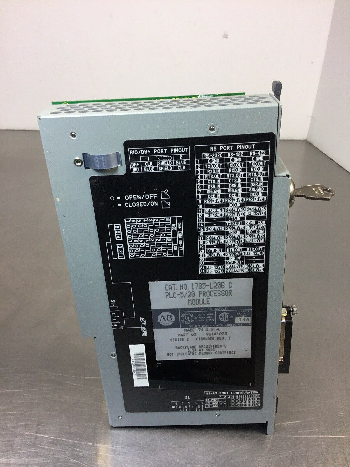 ALLEN-BRADLEY 1785-L20B/C PLC-5/20 PROCESSOR MODULE Firmware Rev. E   3C