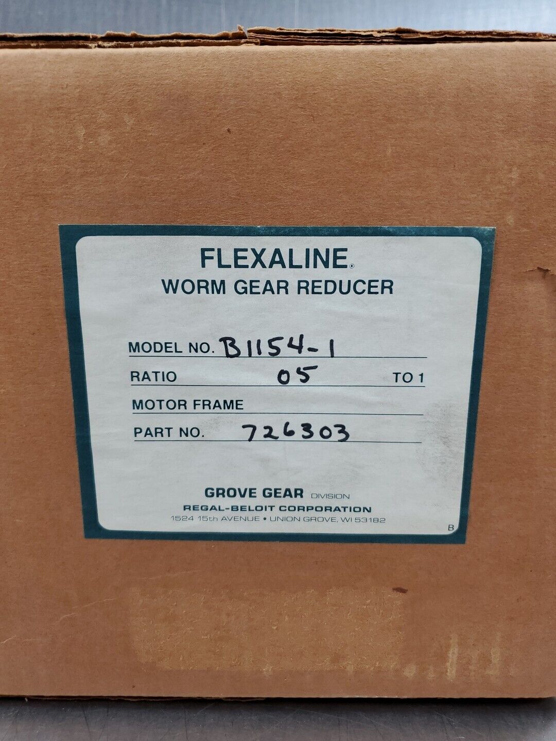 Grove Gear FLEXALINE B1154-1 (5:1 Ratio) Worm Gear Reducer.                4F-27