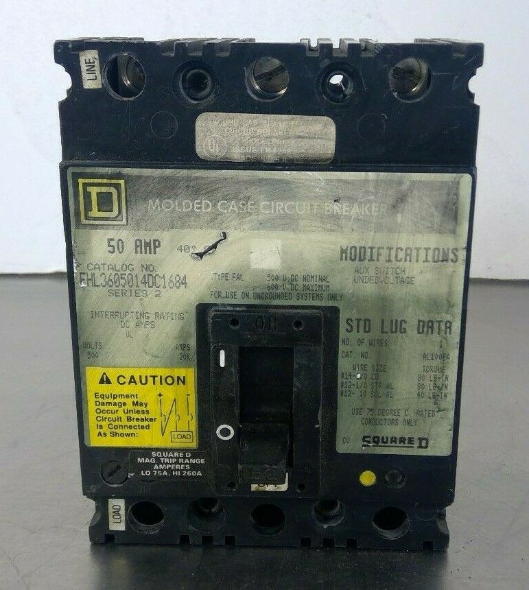Square D FHL3605014DC1684 Series 2 Molded Case Circuit Breaker 50 AMP         4H
