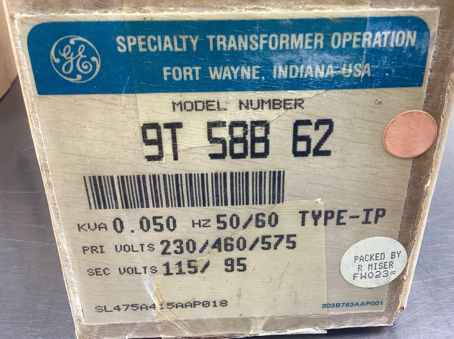 General Electric Transformer  9T58B62  / 9T 58B 62  Type IP     4E-24