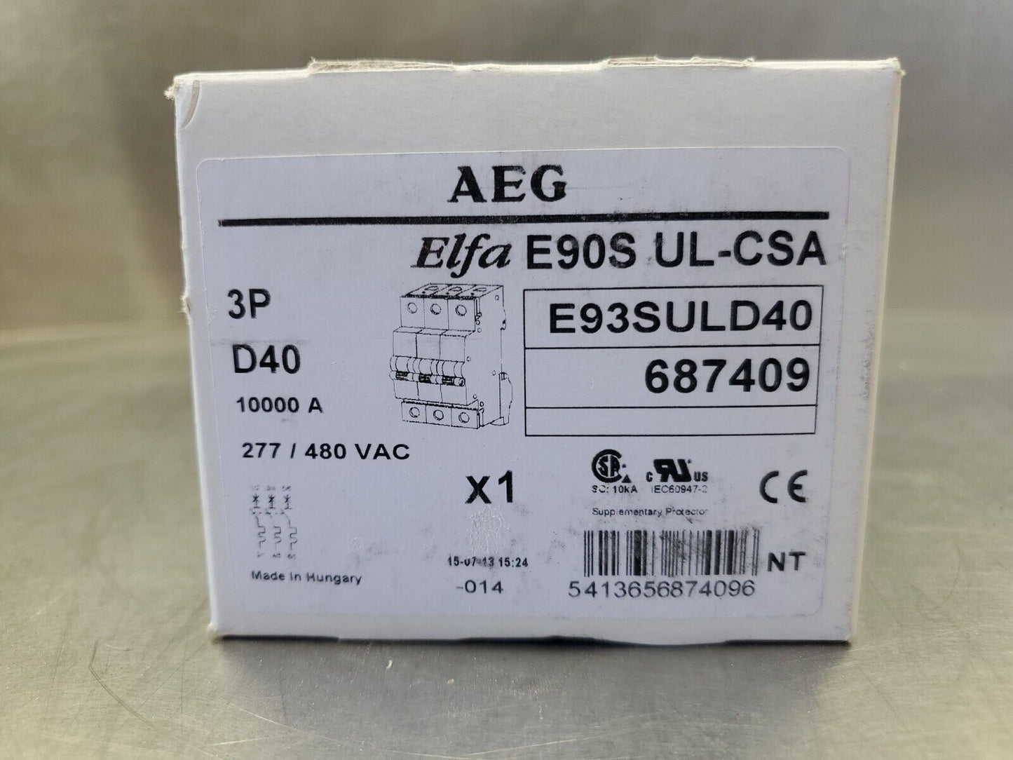 AEG Elfa E90S UL-CSA 3-Pole D40 10000A 277/480 VAC Breaker.                 4E-8
