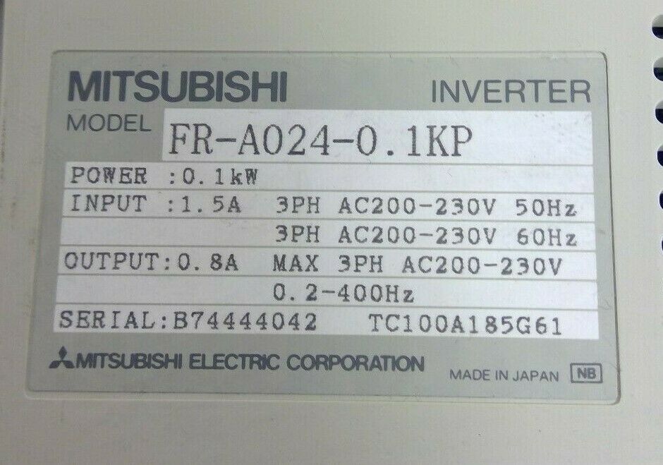 Mitsubishi Electric FR-A024-0.1KP Inverter Drive - FR-PU03 Parameter Unit     1D