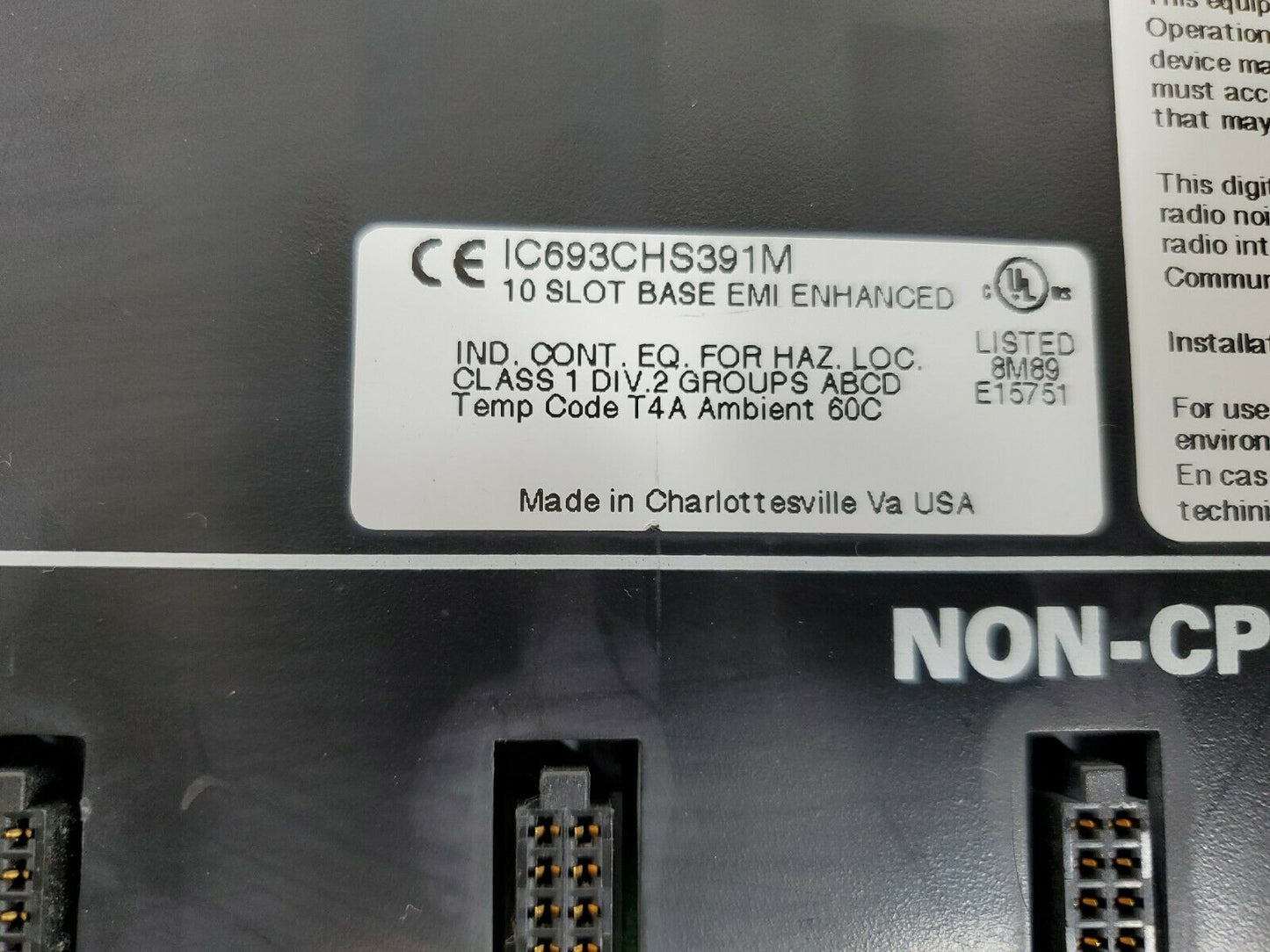 GE Fanuc- IC693CHS391M - 10 Slot Base EMI Enhanced Expansion.            3C