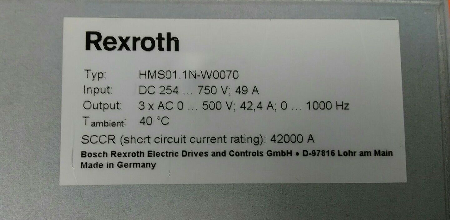 Rexroth HMS01.1N-W0070,Indra Drive M Out 3xAC 0...500V 42.4A 0...1000Hz  1J