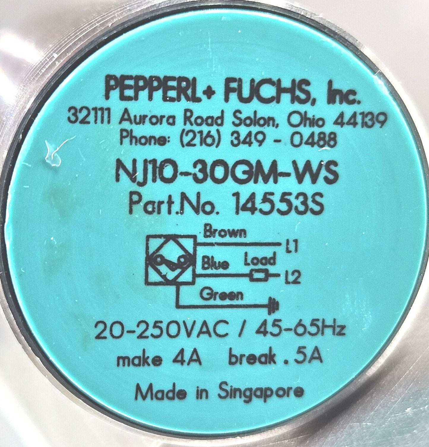 Pepperl & Fuchs NJ10-30GM-WS Inductive Proximity Switch.                Loc5E-22