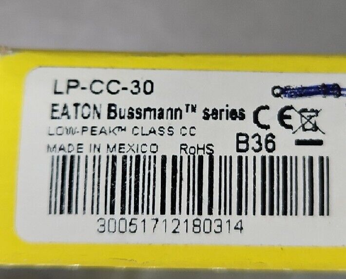 Bussmann LP-CC-30 Amp Class CC Fuses Low Peak 600V - QTY-6.             Loc4E-16